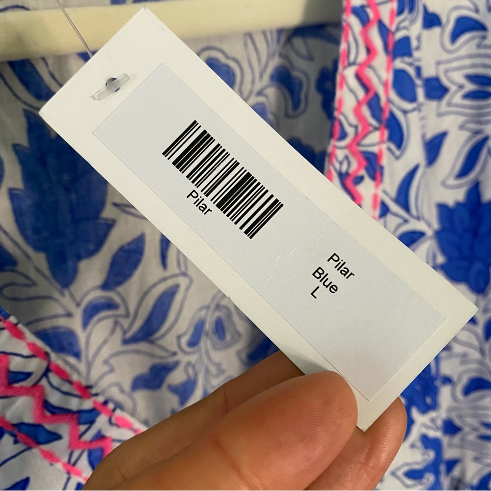 DEBBIE KATZ Floral Blue Maxi Dress/Beach Coverup - Picture 9 of 12